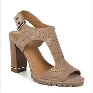 NWOT Franco Sarto Allister 2 Perforated Suede Leather Lug Sole Heeled Sandals